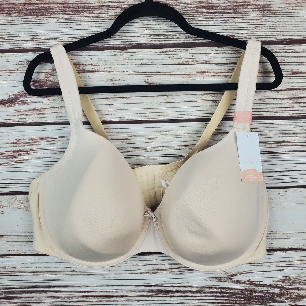 NWT Cacique  50D Cream Cotton Lightly Lined Full Coverage Underwire Bra     #158